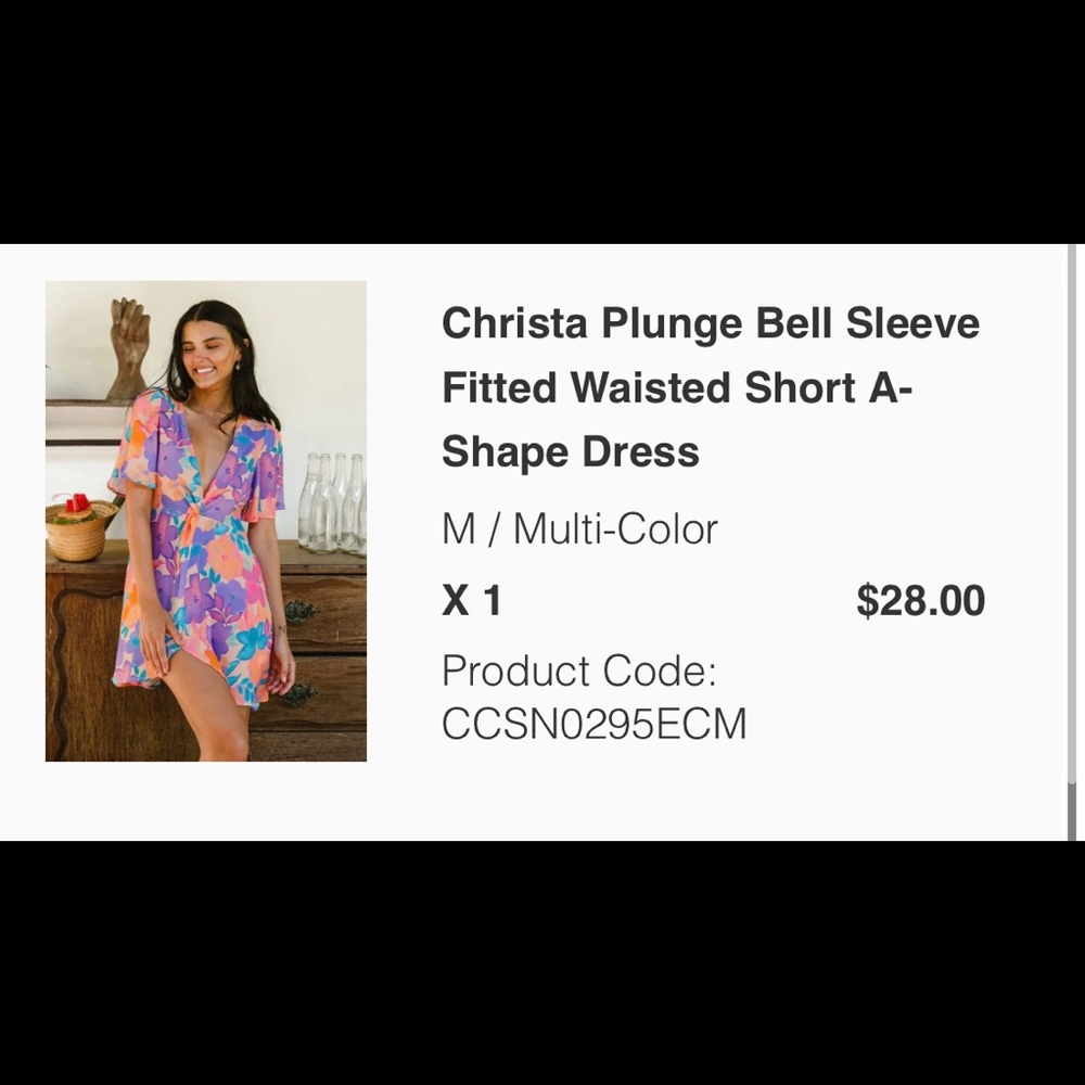 CUPSHE Christa Plunge Dress, Size Medium, NWT, New with Tags